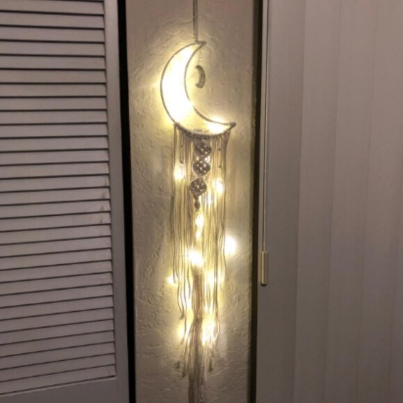 Boho Moon Macrame Dream Catcher Wall Hanging Bedroom Home Decor Vibes - Picture 4 of 4